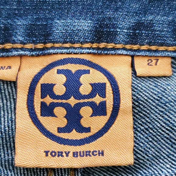 Tory Burch Slouchy Slim Gold Logo Hardware Low-Rise Y2K Women's Jeans Size 27 - Picture 11 of 14